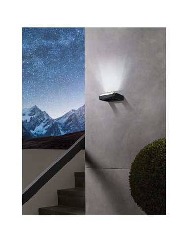 Aplique LED de pared BRIANZA, con cabezal giratorio 350º, negro 4,8W 550Lm 3000K, IP44