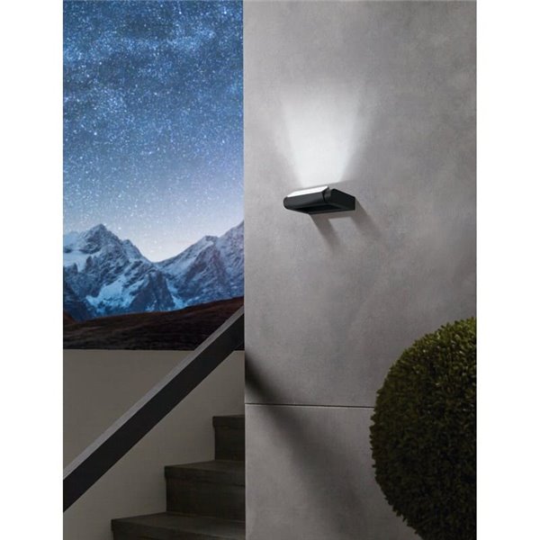 Aplique LED de pared BRIANZA, con cabezal giratorio 350º, negro 4,8W 550Lm 3000K, IP44