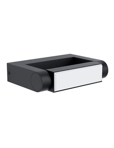 Aplique LED de pared BRIANZA, con cabezal giratorio 350º, negro 4,8W 550Lm 3000K, IP44