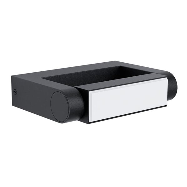 Aplique LED de pared BRIANZA, con cabezal giratorio 350º, negro 4,8W 550Lm 3000K, IP44