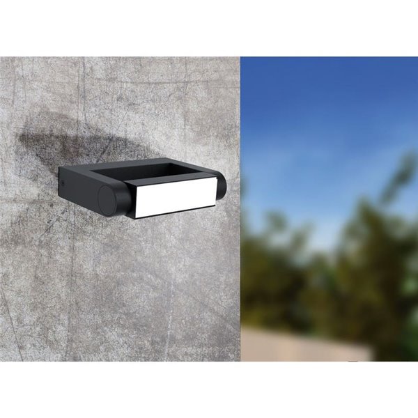 Aplique LED de pared BRIANZA, con cabezal giratorio 350º, negro 4,8W 550Lm 3000K, IP44