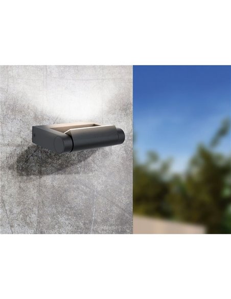 Aplique LED de pared BRIANZA, con cabezal giratorio 350º, negro 4,8W 550Lm 3000K, IP44