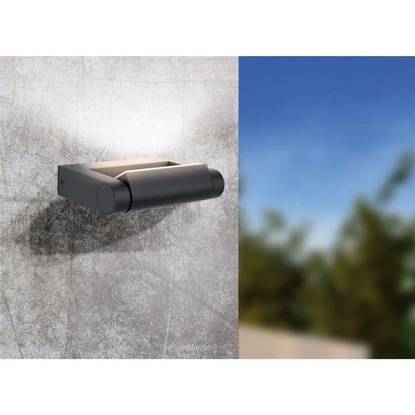 Aplique LED de pared BRIANZA, con cabezal giratorio 350º, negro 4,8W 550Lm 3000K, IP44