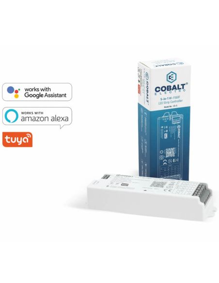 Controlador LED monocromático RGB/RGBW/CCT Cobalt Electro CS-5 WiFi e RF 2,4 GHz | Compatível com Tuya Smart Life