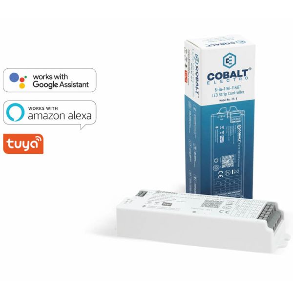 Contrôleur LED monochrome Cobalt Electro CS-5 WiFi et RF 2,4 GHz RGB/RGBW/CCT | Compatible avec Tuya Smart Life