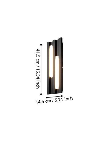 Aplique LED de pared para exterior FANDINA, negro, 2X4,2W 1000Lm 3000K, IP55