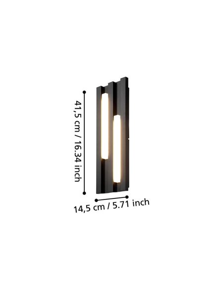 Aplique LED de pared para exterior FANDINA, negro, 2X4,2W 1000Lm 3000K, IP55