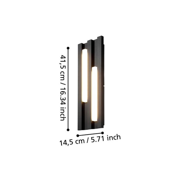Aplique LED de pared para exterior FANDINA, negro, 2X4,2W 1000Lm 3000K, IP55