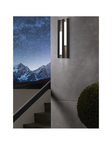Aplique LED de pared para exterior FANDINA, negro, 2X4,2W 1000Lm 3000K, IP55