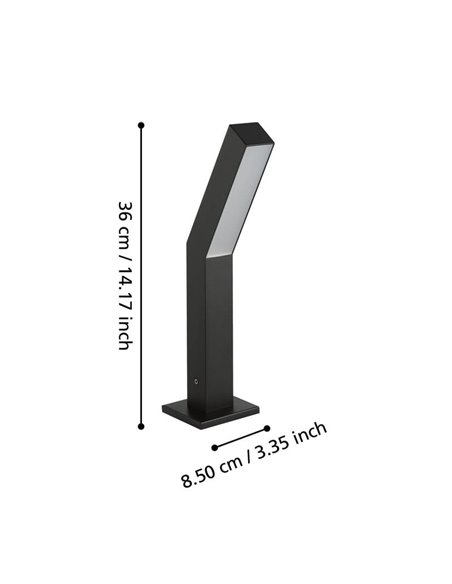 Luminária de pedestal LED para exterior UGENTO, preta, 2x4,5 W, 960 Lm, 3000 K, IP44