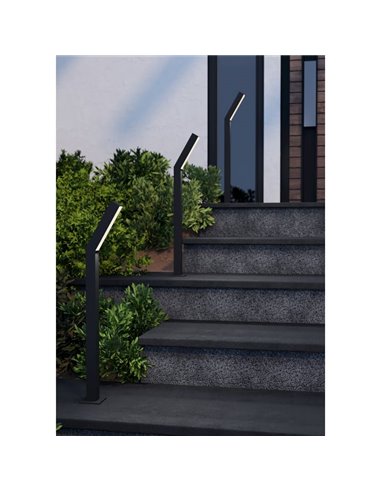 Lámpara de pie LED exterior UGENTO, de acero negro, 2x4,5W 960Lm 3000K,IP44