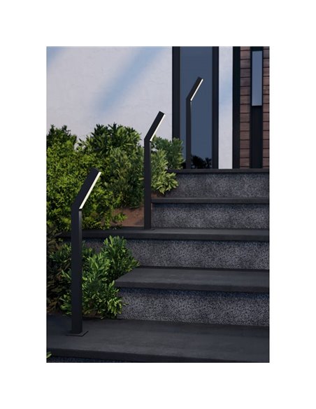 Lámpara de pie LED exterior UGENTO, de acero negro, 2x4,5W 960Lm 3000K,IP44