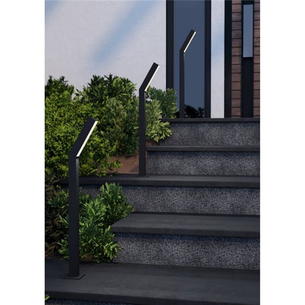 Lámpara de pie LED exterior UGENTO, de acero negro, 2x4,5W 960Lm 3000K,IP44