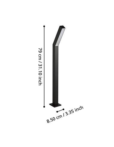 Lámpara de pie LED exterior UGENTO, de acero negro, 2x4,5W 960Lm 3000K,IP44