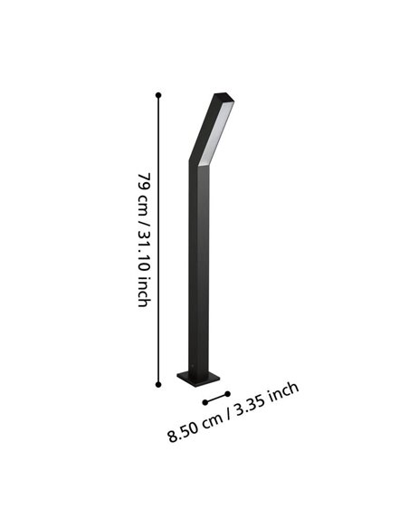 Lámpara de pie LED exterior UGENTO, de acero negro, 2x4,5W 960Lm 3000K,IP44