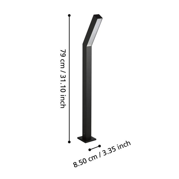 Lámpara de pie LED exterior UGENTO, de acero negro, 2x4,5W 960Lm 3000K,IP44
