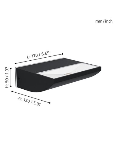 Aplique LED de pared para exteriores SORRONARO, con luz cálida hacia arriba, 10,5W 1000Lm 3000K, IP64
