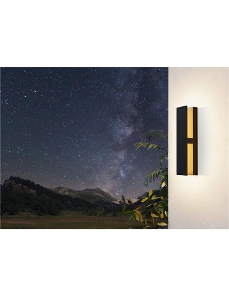 Applique murale LED moderne COSTORIO, avec intérieur en bois durable pour l'extérieur, 11,7 W, 1 500 lm, 3 000 K, IP44