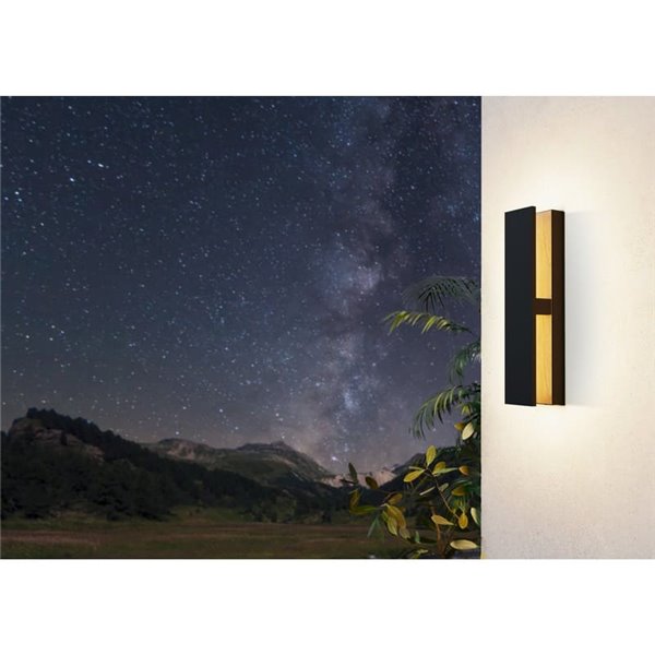 Aplique LED de pared moderno COSTORIO, con interior de madera resistente para exteriores, 11,7W 1500Lm 3000K, IP44
