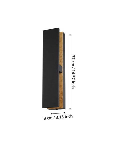 Aplique LED de pared moderno COSTORIO, con interior de madera resistente para exteriores, 11,7W 1500Lm 3000K, IP44