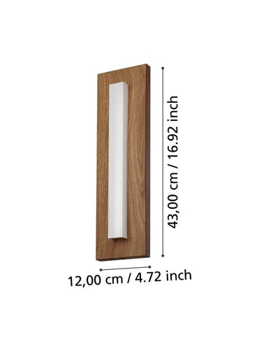 Aplique de pared LED exterior BITETTO, base madera 7W 770Lm 3000K, IP44