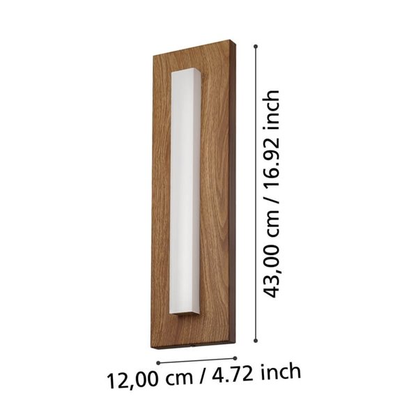 Applique LED d'extérieur BITETTO, base en bois, 7W, 770Lm, 3000K, IP44