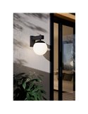 Aplique de exterior BUFALATA, negro con globo blanco, E27, IP44
