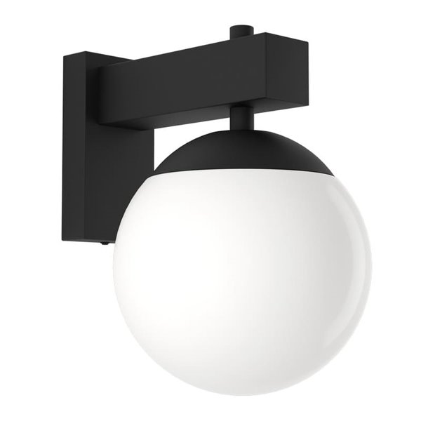 Aplique de exterior BUFALATA, negro con globo blanco, E27, IP44