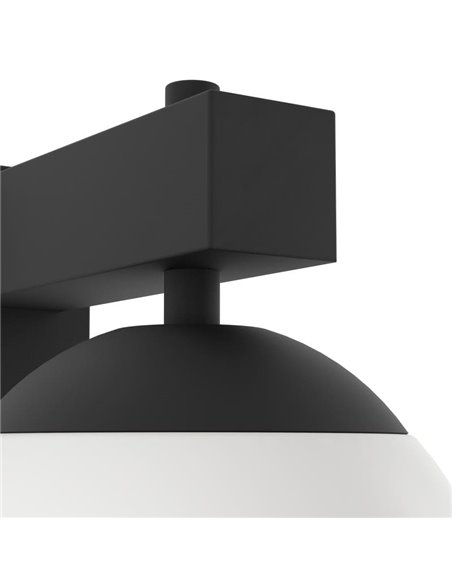 Aplique de exterior BUFALATA, negro con globo blanco, E27, IP44