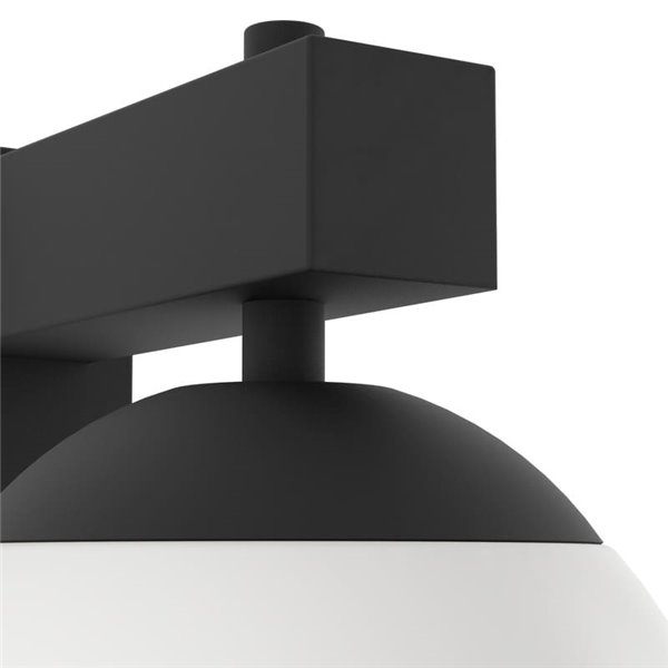 Aplique de exterior BUFALATA, negro con globo blanco, E27, IP44