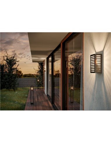 Lampadaire d'extérieur ALAMONTE 3, avec structure en métal rayé noir, E27, IP44