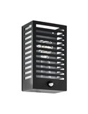 Aplique con sensor de movimiento ALAMONTE 3, con estructura de metal a rayas negro, E27, IP44
