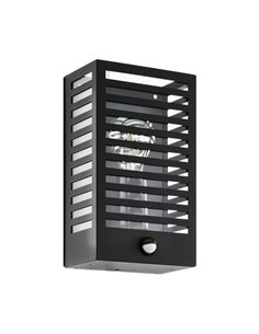 Aplique con sensor de movimiento ALAMONTE 3, con estructura de metal a rayas negro, E27, IP44