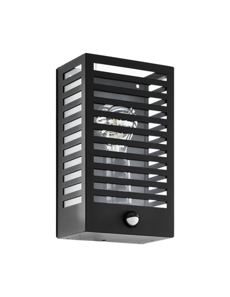 Aplique con sensor de movimiento ALAMONTE 3, con estructura de metal a rayas negro, E27, IP44