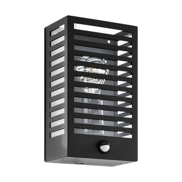 Aplique con sensor de movimiento ALAMONTE 3, con estructura de metal a rayas negro, E27, IP44