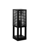 Baliza de zócalo exterior ALAMONTE 3, con estructura metal a rayas negro, E27, IP44