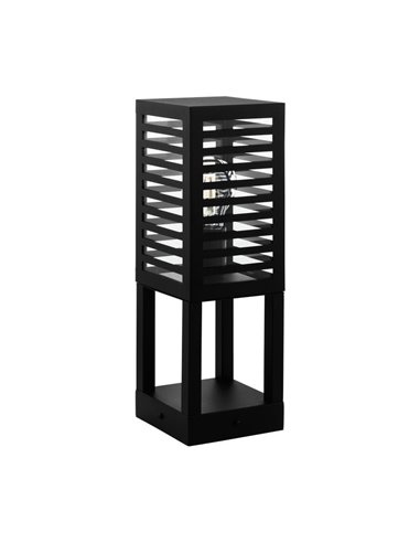 Baliza de zócalo exterior ALAMONTE 3, con estructura metal a rayas negro, E27, IP44