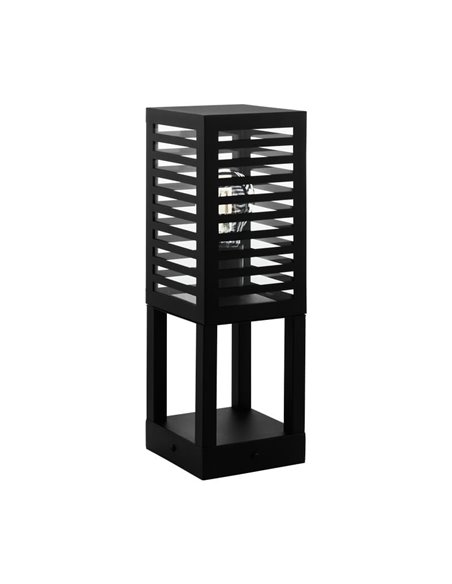 Baliza de zócalo exterior ALAMONTE 3, con estructura metal a rayas negro, E27, IP44