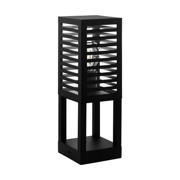 Baliza de zócalo exterior ALAMONTE 3, con estructura metal a rayas negro, E27, IP44
