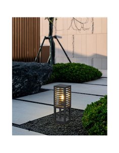 Luminária de pedestal para exterior ALAMONTE 3, com estrutura metálica listrada preta, E27, IP44 2