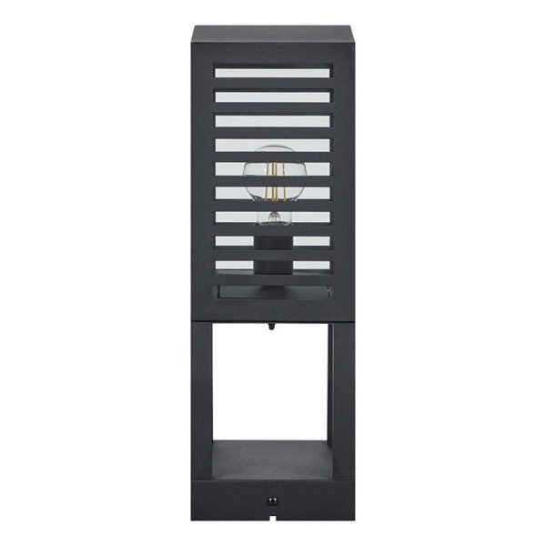 Baliza de zócalo exterior ALAMONTE 3, con estructura metal a rayas negro, E27, IP44