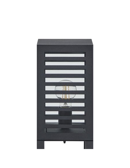 Baliza de zócalo exterior ALAMONTE 3, con estructura metal a rayas negro, E27, IP44