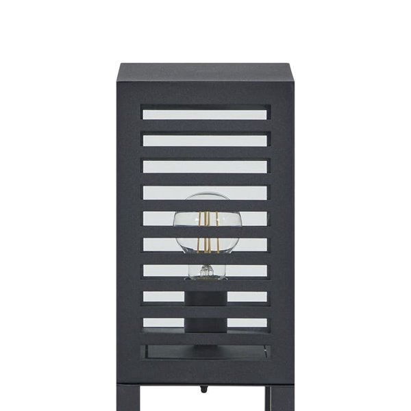 Baliza de zócalo exterior ALAMONTE 3, con estructura metal a rayas negro, E27, IP44