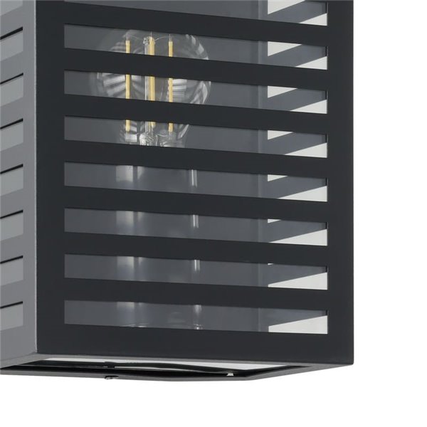 Luminária de parede metálica listrada ALAMONTE 3, preta, E27, IP44
