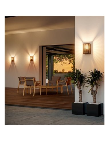 Luminária de parede metálica listrada ALAMONTE 3, preta, E27, IP44