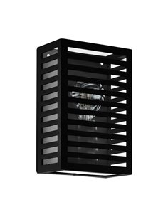 Aplique de pared de metal a rayas ALAMONTE 3, negro, E27, IP44