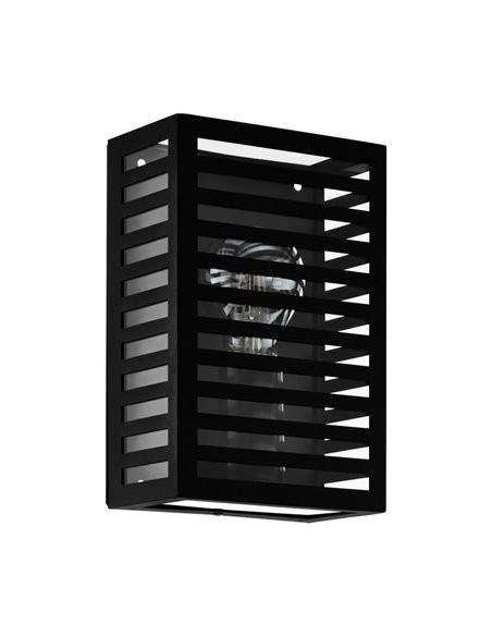 Aplique de pared de metal a rayas ALAMONTE 3, negro, E27, IP44