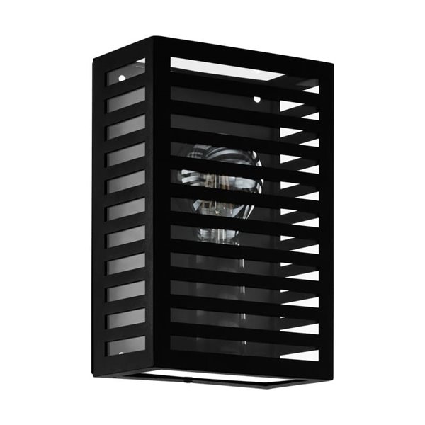 Aplique de pared de metal a rayas ALAMONTE 3, negro, E27, IP44