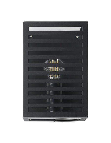 Aplique de pared de metal a rayas ALAMONTE 3, negro, E27, IP44