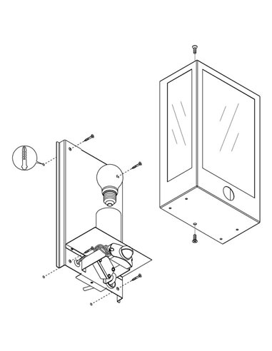 Aplique de pared con sensor de movimiento ALAMONTE, acero negro y vidrio, E27, IP44